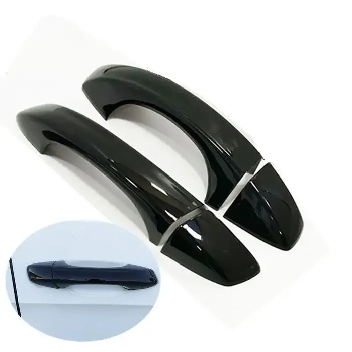 Couvercle de poignée de porte latérale de voiture en Fiber de carbone chromé noir, garniture de styl