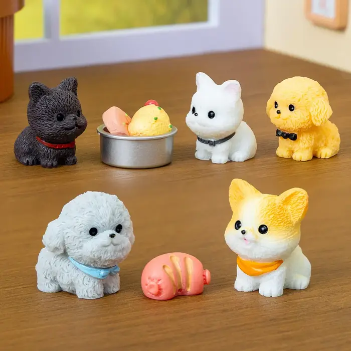 Figurines artisanales de chiots en résine colorée pour la décoration de paysage miniature, ornement de jardin, décoration de bureau, cadeau pour enfants occasions spéciales