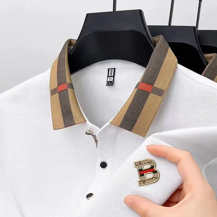 Polo à manches courtes avec logo de marque de luxe pour hommes