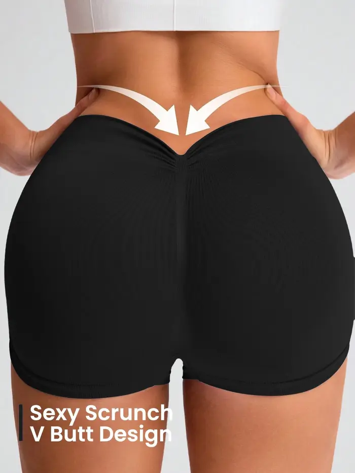 Short d'entraînement pour femmes, froissé sans couture, court, pour gymnastique, Yoga, course à pied