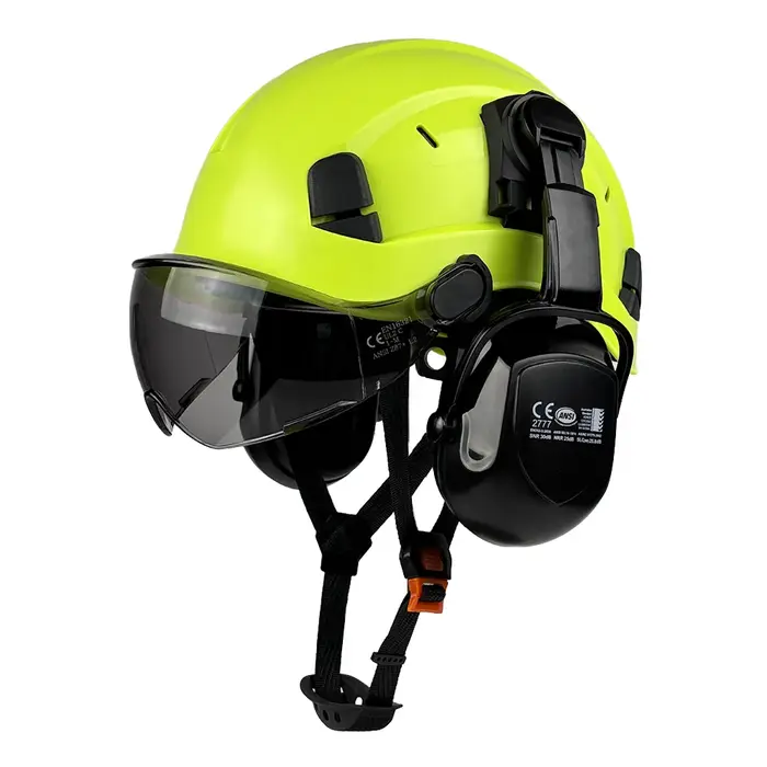 Casque de sécurité CE avec pare-soleil, lunettes de protection, protège-oreilles, casque léger en AB