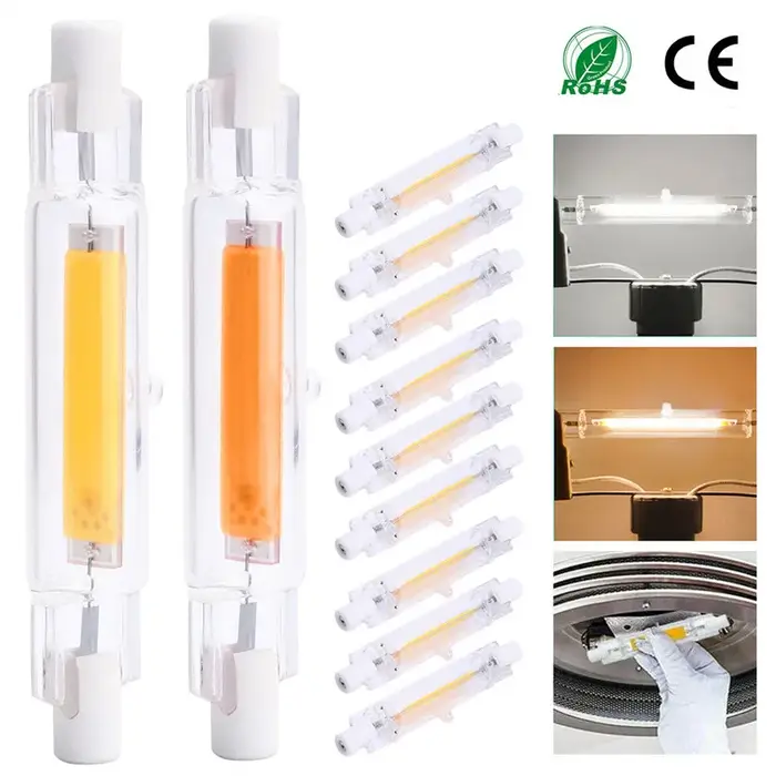 Lampe en forme d'épis de maïs R7S, ampoule LED Super brillante, variable, Tube en verre, céramique, 