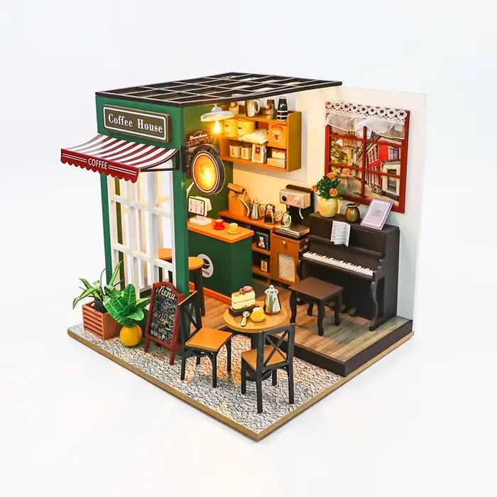 Analyste de construction de modèles de maison de course miniatures en bois pour enfants, puzzles 3D 