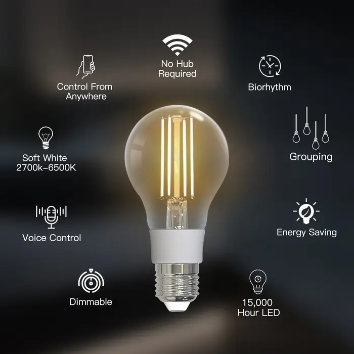 MOSE Tuya WiFi ampoule à Filament intelligente E27 lumière d'économie d'énergie réglable APP télécom