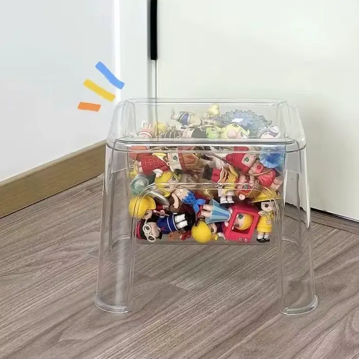 Tabouret de rangement épais transparent en PET, petit banc de salon, chaise de maison, tabouret en p