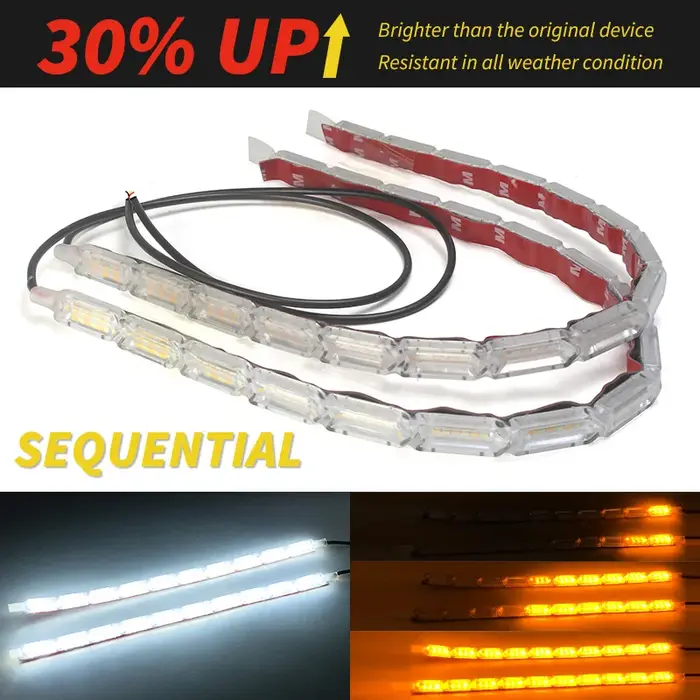 2 pièces blanc ambre bande LED Flexible LED DRL feux de jour étanche séquentiel lumière du jour roug