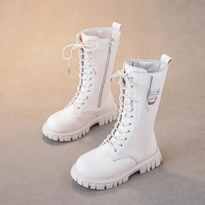 Bottes élégantes à fermeture éclair pour bébé fille, bottes décontractées à la mode, bout rond, seme