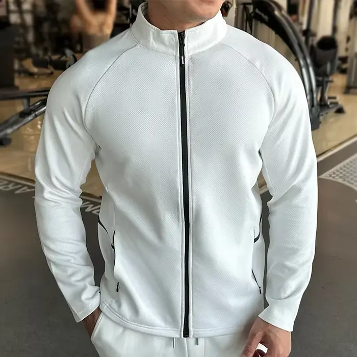 Veste de sport à manches longues pour homme, maillot zippé, t-shirt à séchage rapide, maillot de fit