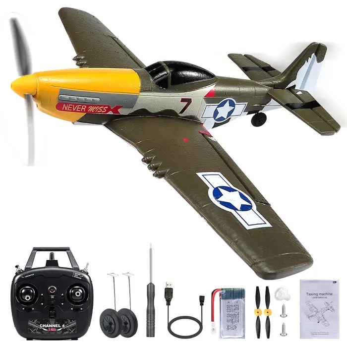 Avion RC P51 Mustang 2.4G Radio EPP mousse 4CH 6 axes 410MM envergure RC chasseur une clé voltige RTF