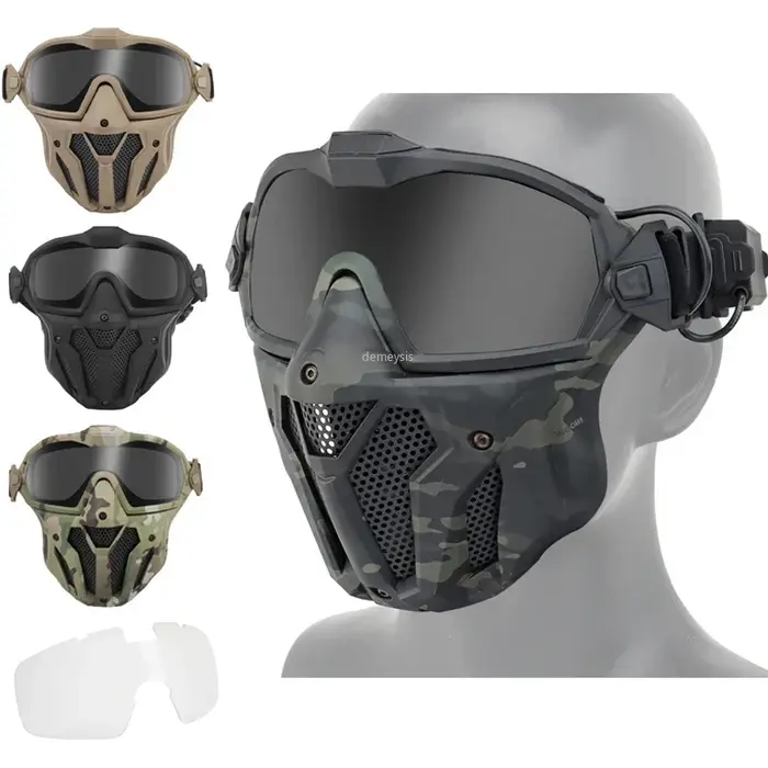 Masque Airsoft lunettes détachables avec ventilateur Anti-buée masque de protection tactique Paintba