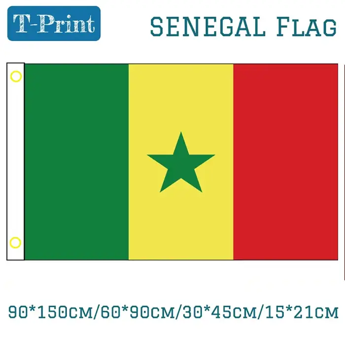 Drapeau national du sénégal 90*150cm/60*90cm/30*45cm/15*21cm pour la célébration de la fête national