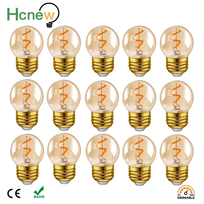 Ampoule LED G40 à filament en spirale doré 1W (équivalent 10W) Lampe LED à économie d'énergie Verre 