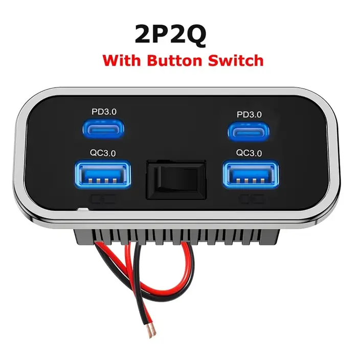 Prise USB 6 ports 12-24V, charge rapide pour voiture, prise PD QC3.0, chargeur mural, panneau d'alim
