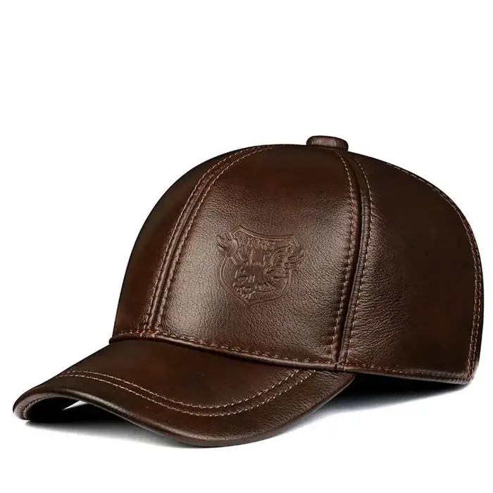 Nouveau 2025 printemps/hiver homme en cuir véritable casquettes de Baseball mâle décontracté peau de