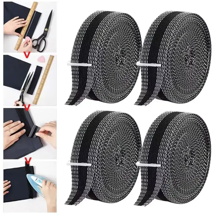 Tissu de couture DIY auto-adhésif thermocollant pour la réparation et l'abréviation des ourlets de pantalons, pour vêtements et pantalons en jean