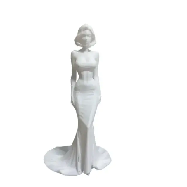 Statue de déesse imprimée en 3D haut de gamme, cheveux courts blancs, robe de soirée élégante, figur