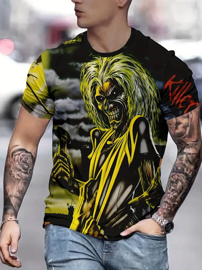 T-shirt homme surdimensionné motif monstre robuste décontracté polyester pour hommes aventuriers et amoureux de la mer occasions quotidiennes et spéciales
