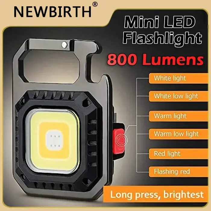Mini lampe de poche porte-clés Portable multifonctionnelle, étanche, magnétique, forte lumière, char
