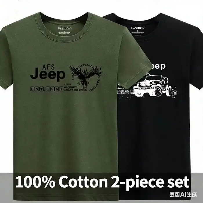 T-shirt Homme Jeep 2026 Nouvelle Collection Haute Qualité Été 100% Coton Épais Imprimé Sport Respira