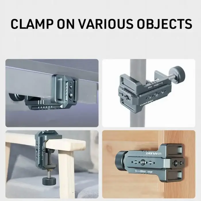 LEAPLIGHT – pince C de photographie en aluminium, pince C de Table avec support de caméra de bureau NATO de 1/4 pouces pour bras magique, support de lumière pour caméra vidéo
