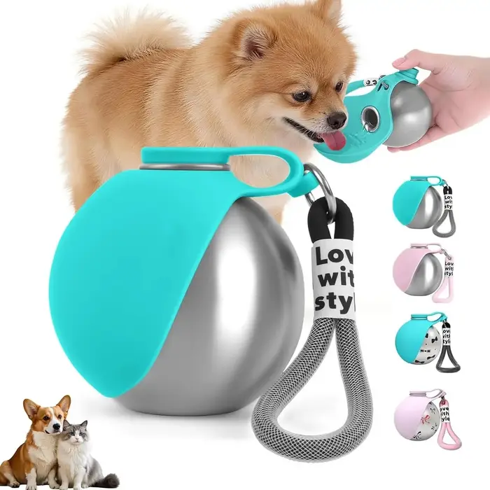 Bouteille d'eau pour chiens avec bol en silicone