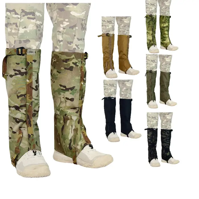 Guêtres tactiques hautes genouillères protection anti-déchirure nylon longueur totale zip respirant chasse randonnée