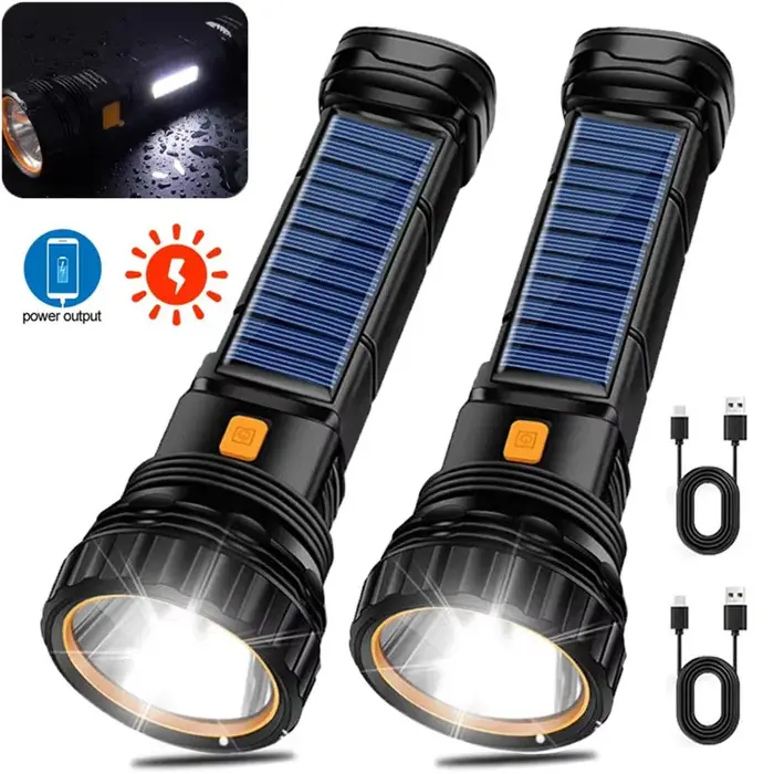Lampe de poche LED solaire multifonction, torche tactique à très longue portée, lampe d'urgence sola