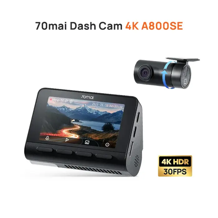 Caméra embarquée 70mai 4K A800SE 4K HDR avec commande vocale, supercondensateur, GPS intégré, ADAS, 
