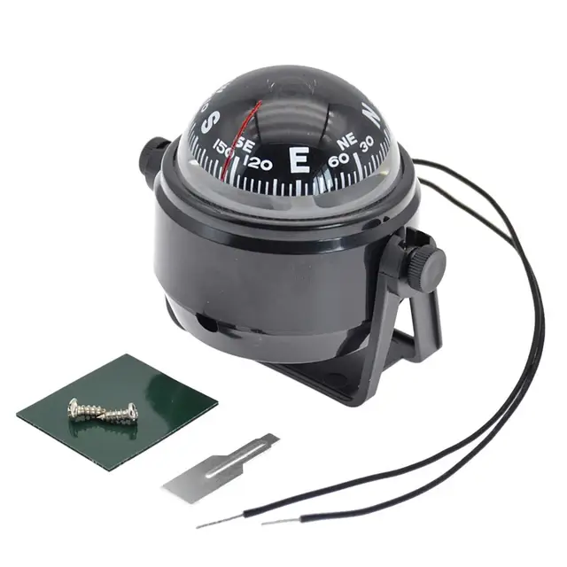 Boussole de bateau avec lumière LED électronique, boussole nautique étanche, pivotante en mer, marin