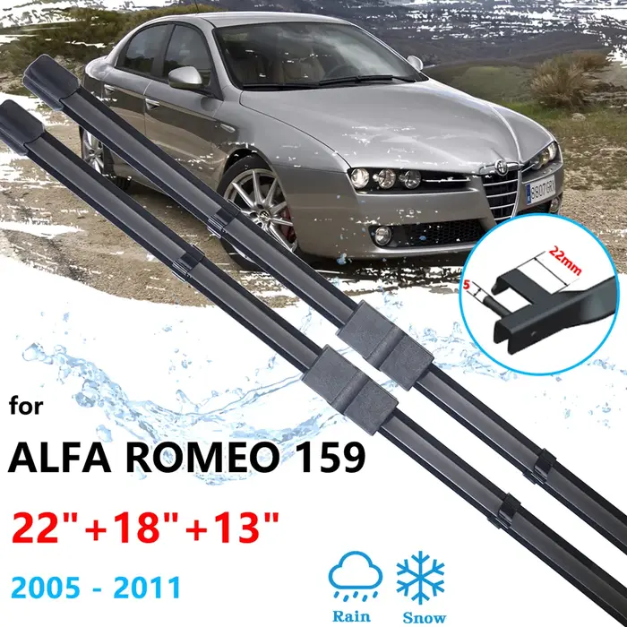 3x pour Alfa Romeo 159 2005 ~ 2011 ensemble de lames d'essuie-glace avant et arrière Kit de brosses 