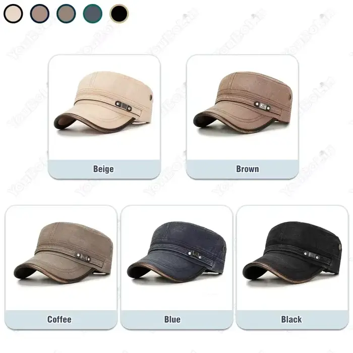 Casquette de cadet en coton délavé pour hommes et femmes, flambant neuf, réglable, à dessus plat, classique, unisexe, pour l'extérieur, décontractée, Sport