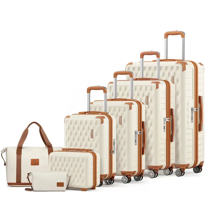 Ensemble de bagages légers et durables de 7 pièces, valise de voyage familiale avec serrure TSA et r
