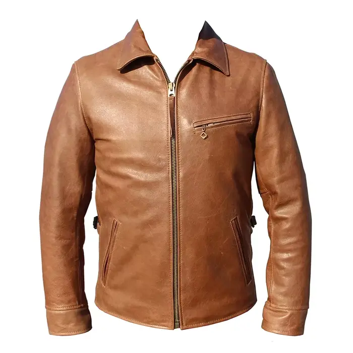 Veste en cuir marron des années 1930 pour hommes, changement de document de mode, peau de vache natu