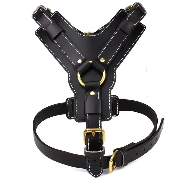 Harnais pour chien de grande taille en cuir véritable, harnais d'entraînement pour chien de grande t