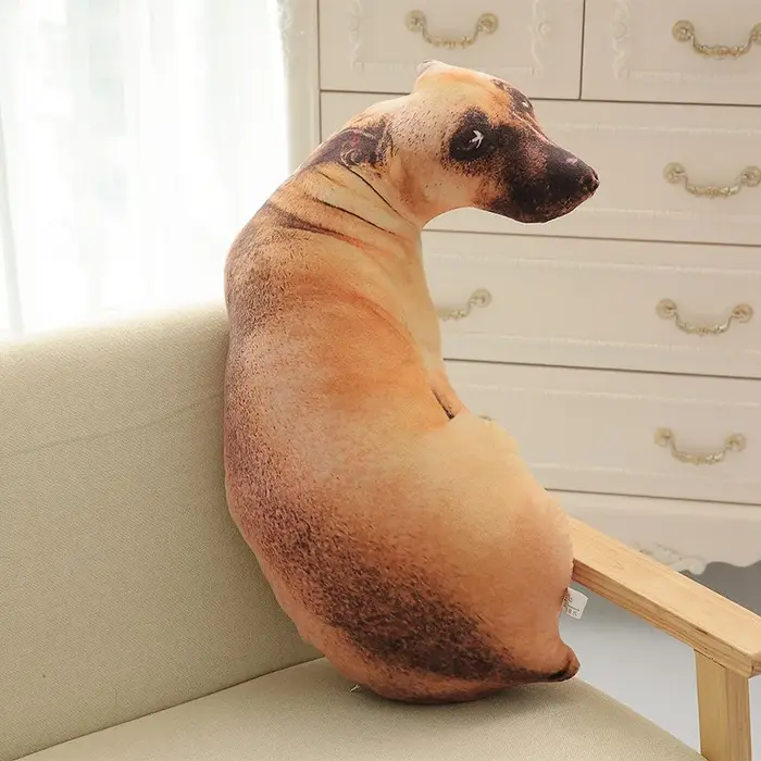 Oreiller 3D incurvé pour chien, 50cm, Animal réaliste, tête de chien drôle, jeu de rôle, décoration 