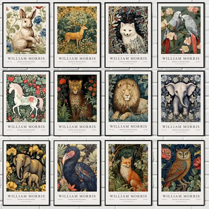 Affiche d'exposition de musée William Morris oiseau hibou fruits papillon fleur impression toile sans cadre classique décoration maison occasionnels cadeaux