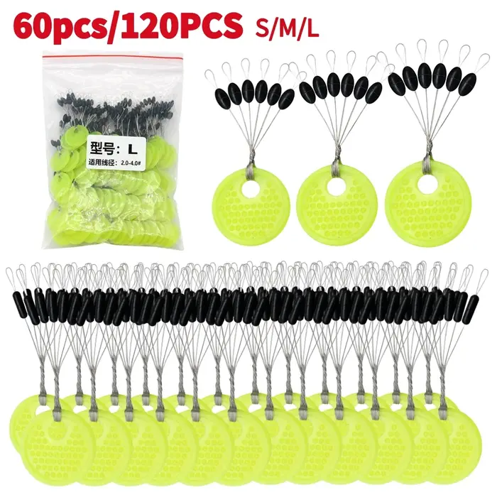 Ensemble de flotteurs de pêche en caoutchouc de silicone, bouchon nar, noir, haricot spatial, pêche 