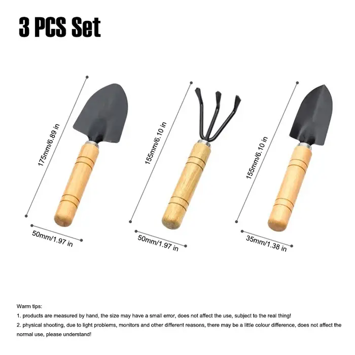 Outils de jardinage, ensemble de 3 pièces, pelle en fer, râteau pour jardinage, plantation de fleurs