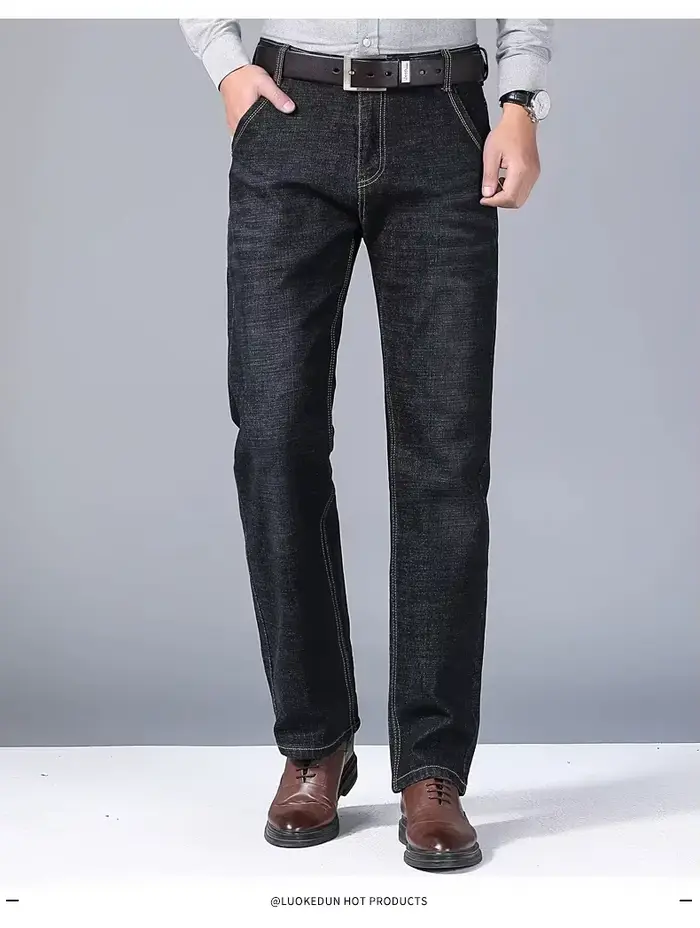 JEAN Nouveau Jean pour Homme Décontracté Coupe Droite Extensible Tendance Classique Noir Bleu Pantalon en Denim de Travail Vêtements de Marque Masculins TRS