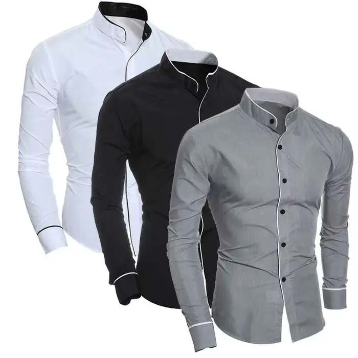 Chemise à manches longues pour hommes, couleur unie, Simple, décontractée, Version coréenne, coupe c