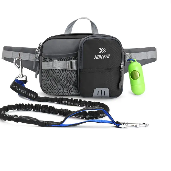 Laisse de promenade pour chien avec sac banane pour sports canins, laisse multifonctionnelle pour pr