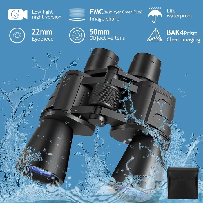 Jumelles Professionnelles 180x100 HD Vision Nocturne Longue Portée Étanche pour Chasse et Observation Extérieure