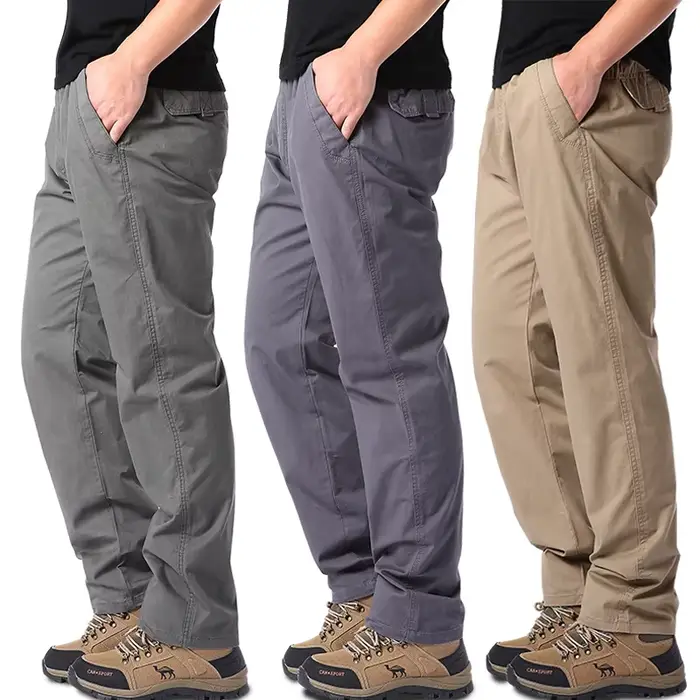 Pantalon casual homme été coton fin léger taille élastique sport outdoor loose travail