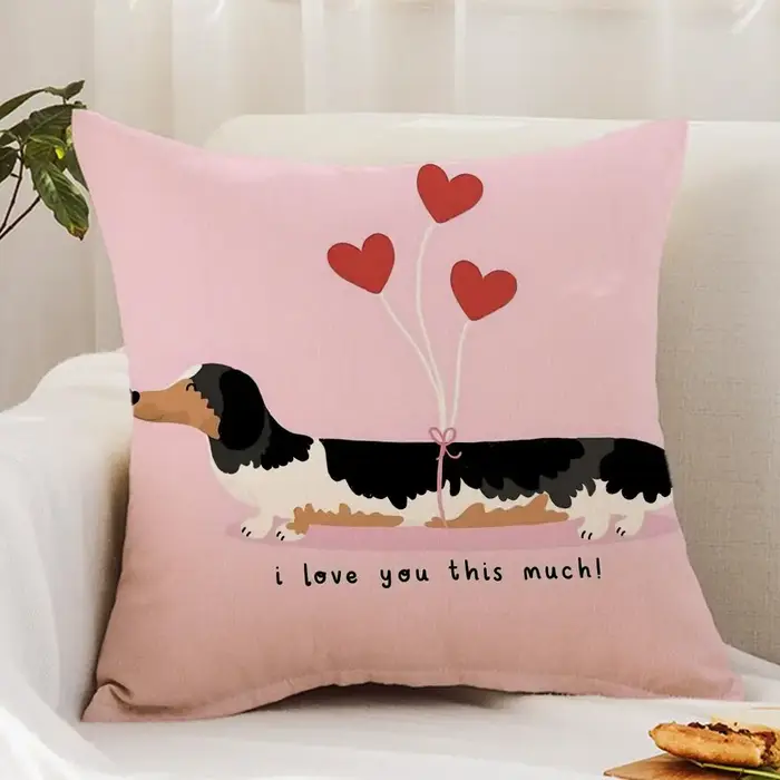 Housse de coussin pour chien D-Dachshund, mignonne, confortable et réversible, design à double usage
