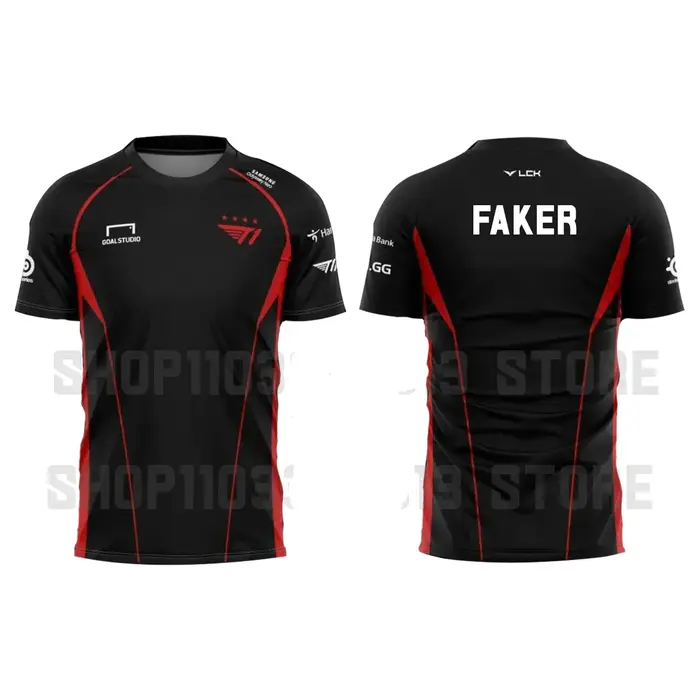 T-shirt imprimé en 3D de l'équipe Faker T1, uniforme de l'équipe de Champion de sport LOL, respirant