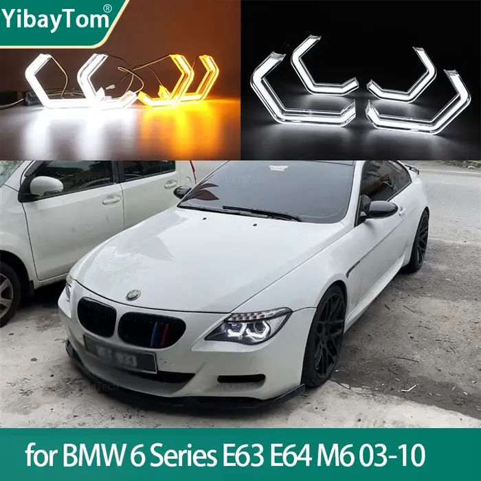 Clignotant Angel Eyes pour BMW Série 6 E63 E64 M6 2003-2010, Style figuré, LED, Blanc, Jaune, Access