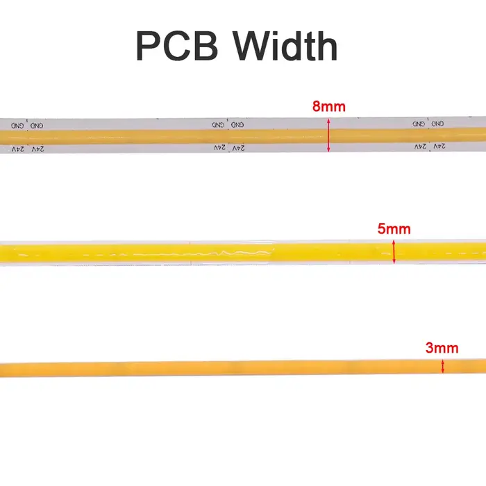 Bande lumineuse LED COB Ultra fine, 3mm, 5mm, 12V, 24V, 8MM, avec prise DC/2 broches, éclairage liné