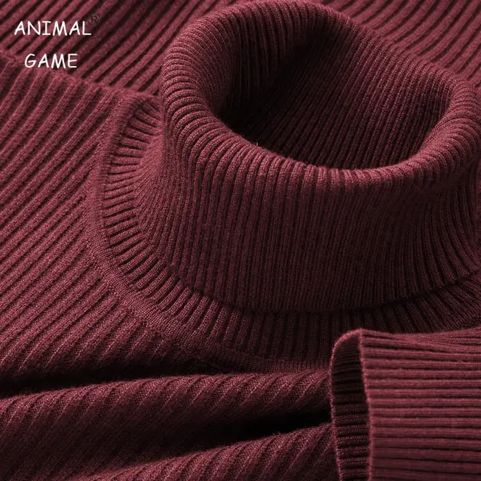 Pull à manches longues et col roulé pour homme, tricoté à rayures, lourd, pour l'extérieur, couleur 