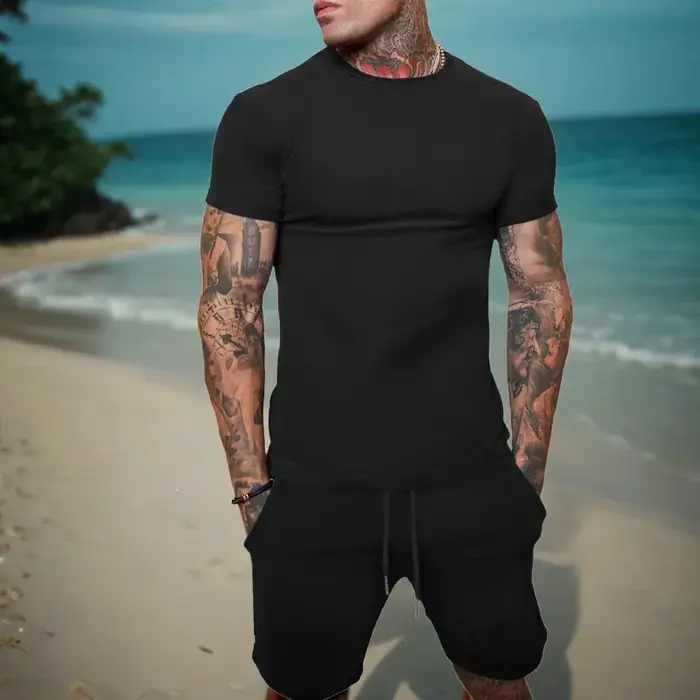 Nouvel ensemble de survêtement d'été 2026 pour homme – Tenue de sport décontractée style streetwear européen et