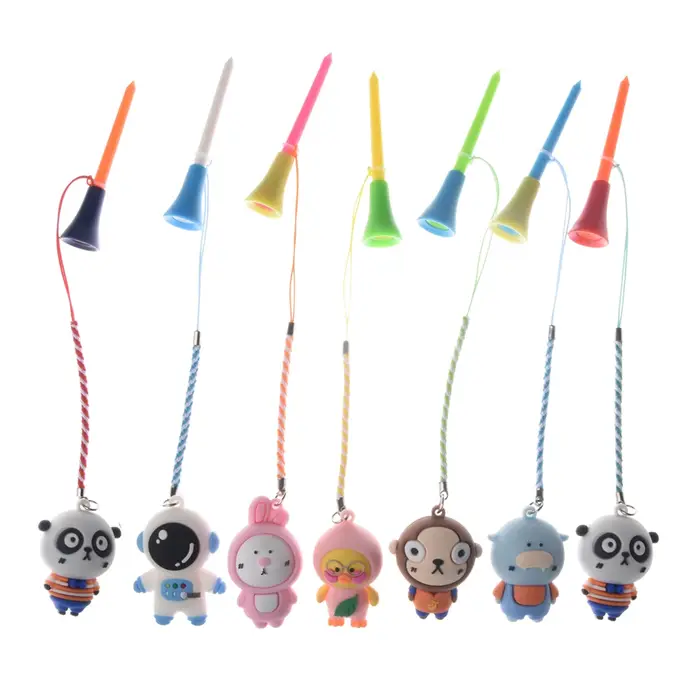 Té de Golf en caoutchouc avec motif de dessin animé en PVC, 5 pièces, support de balle de Golf avec 
